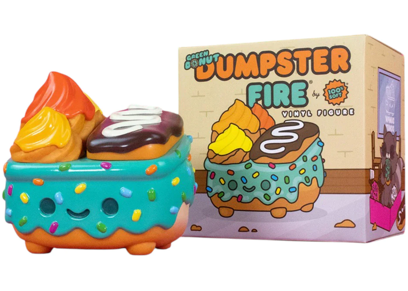 100% Soft Dumpster Fire Donut Green Vinyl Figure