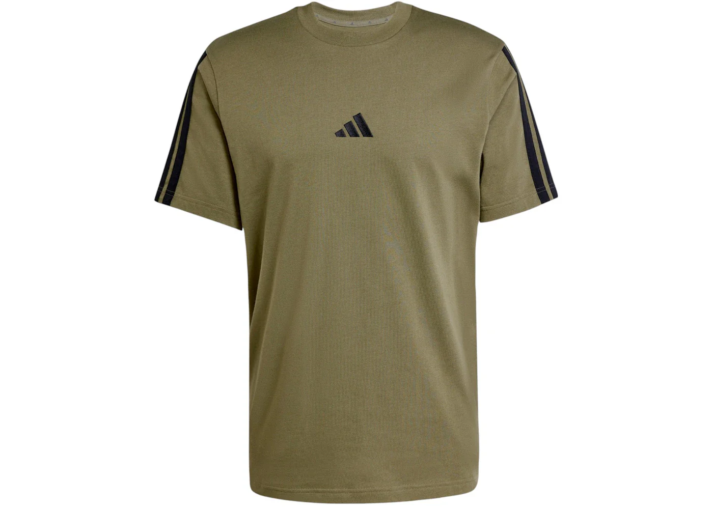adidas Essentials 3-Stripes Single Jersey T-Shirt Olive Strata Black