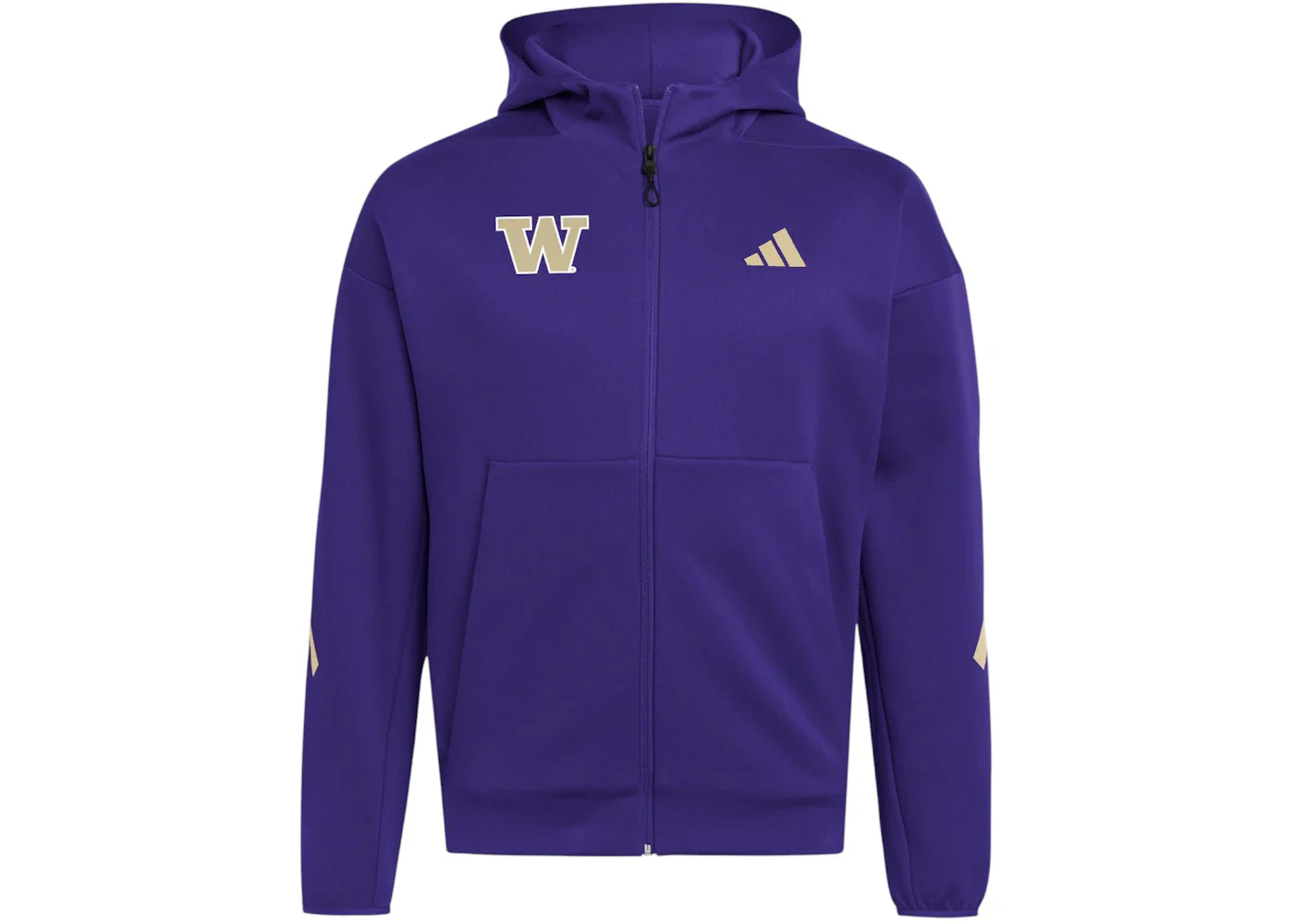 adidas Huskies Full Zip Player Travel Zne Hoodie Washington Team College Purple Team Sand