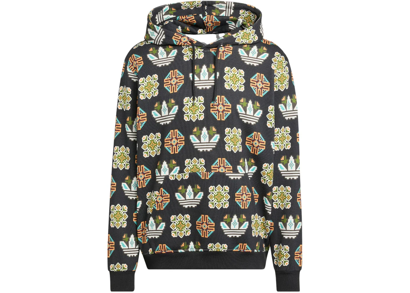 adidas Tile Allover Print Loose Hoodie Black