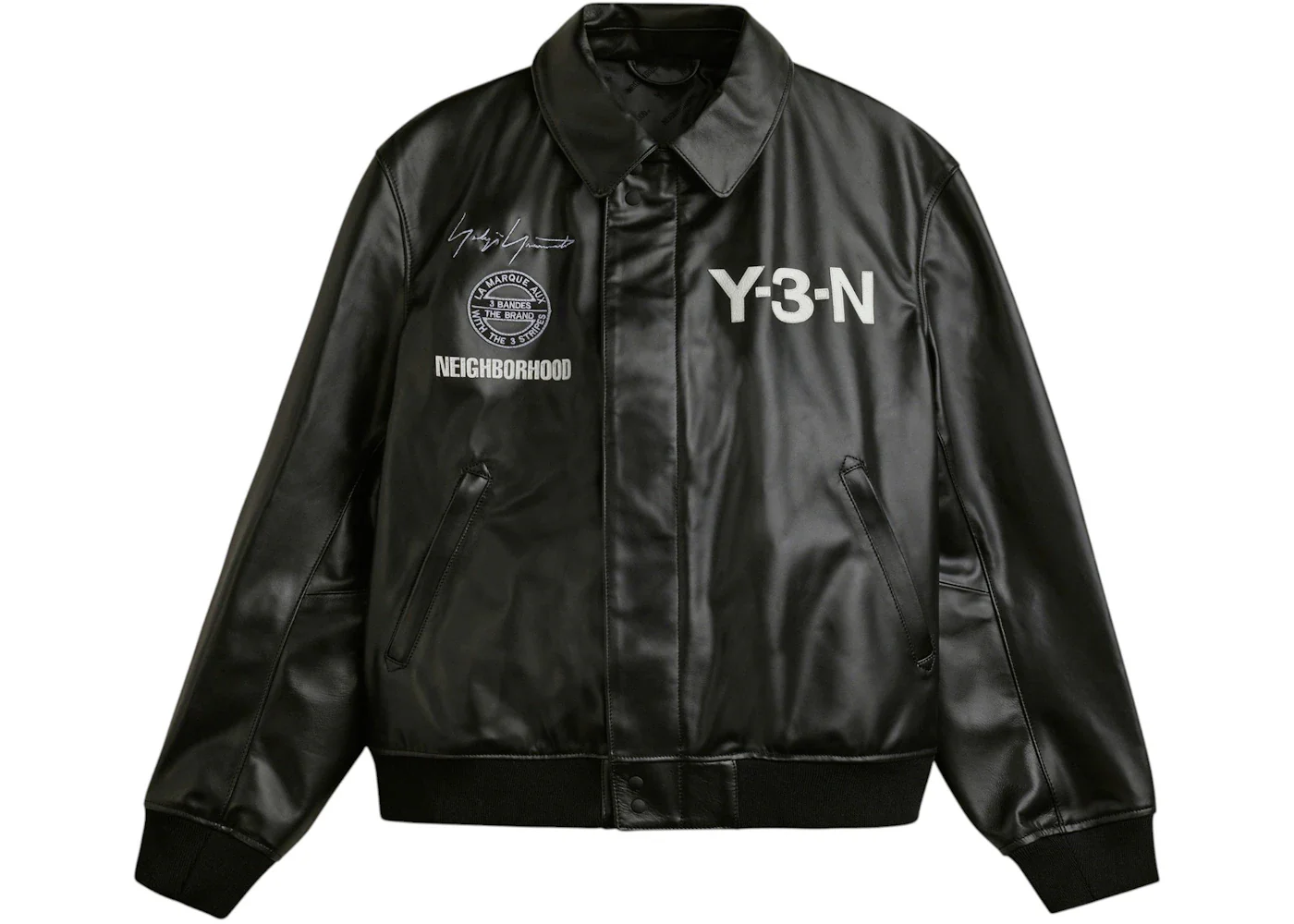 adidas Y-3 NBHD Leather Bomber Jacket Black