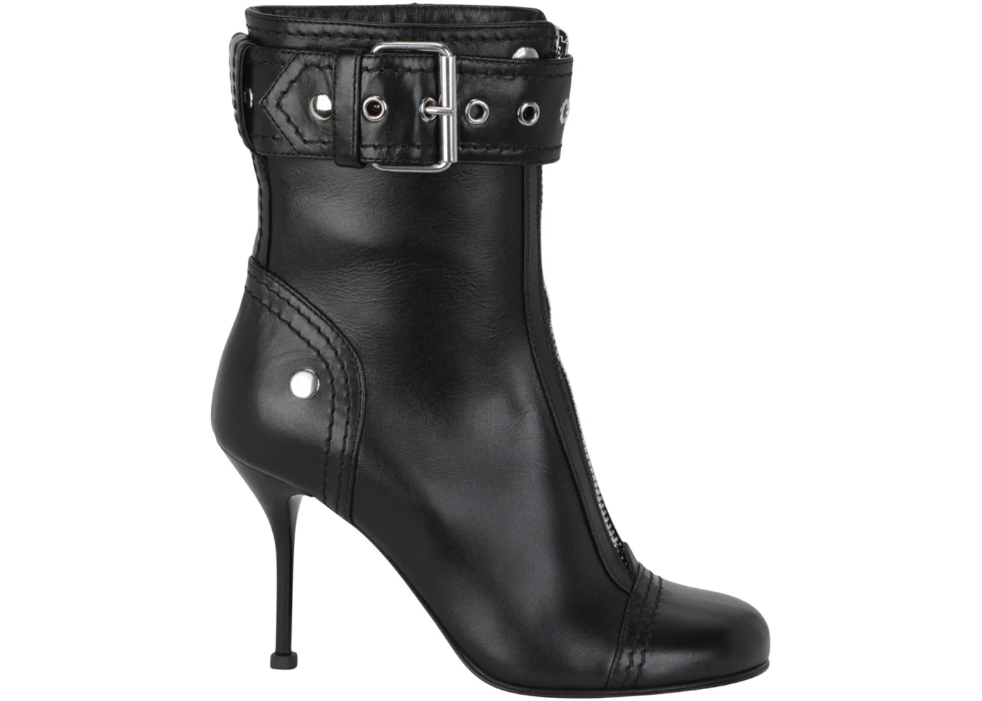 Alexander McQueen Buckle Detailed Ankle Boots Black Silver (Women's)