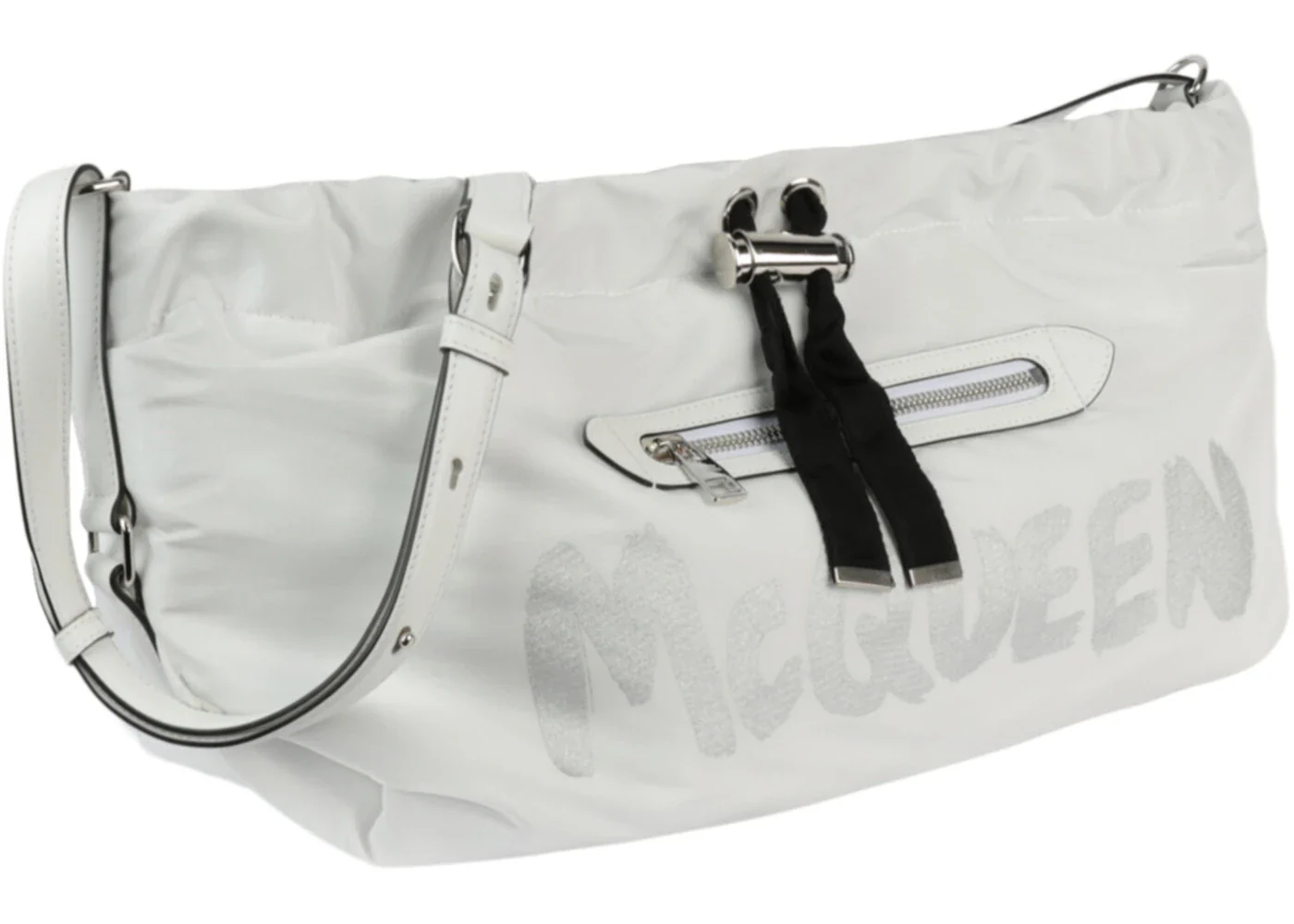 Alexander McQueen Bundle Draw Medium Shoulder Bag White/Black