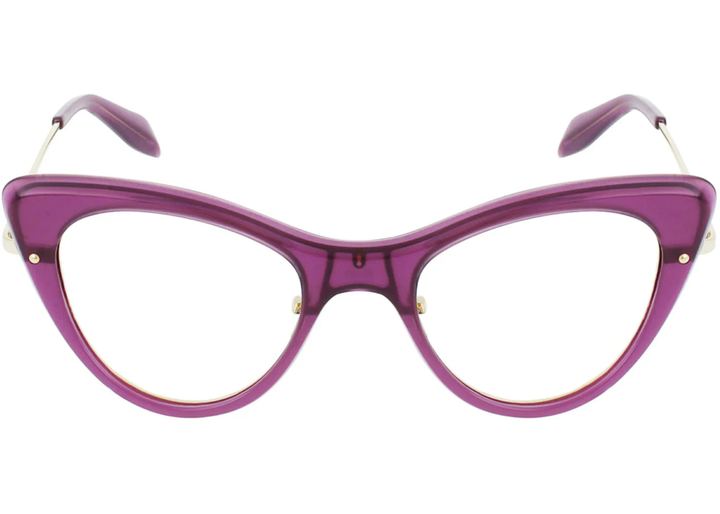 Alexander McQueen Cat Eye-Frame Acetate Optical Frames Violet Gold Transparent (AM0236O-30008071-004)