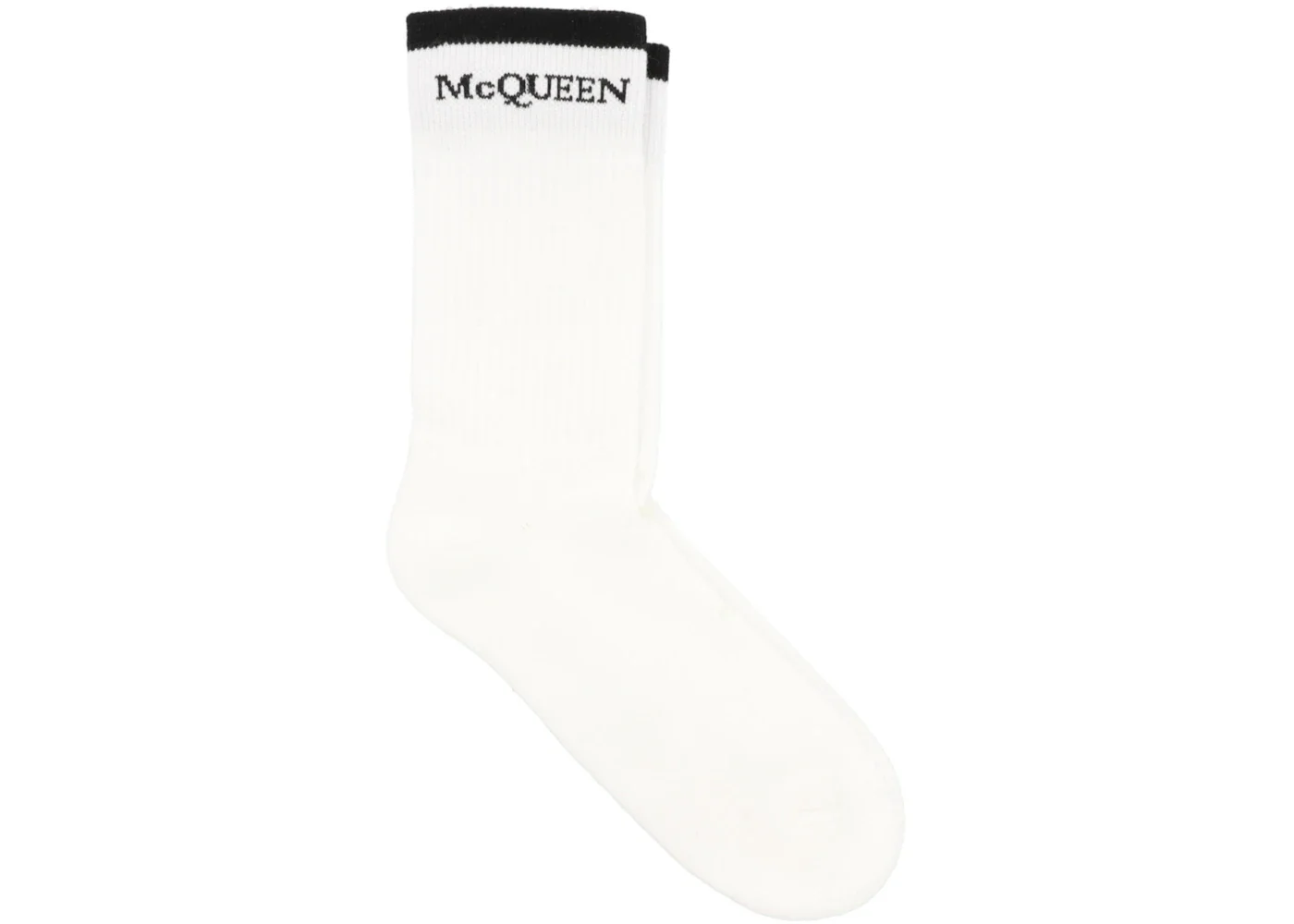 Alexander McQueen Foldover Signature Knit Socks White Black