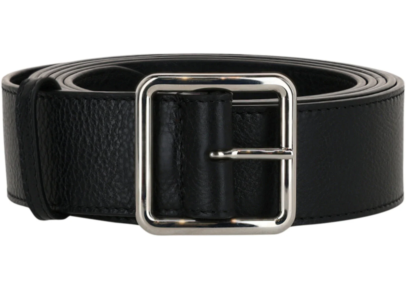Alexander McQueen Long Pebbled Leather Belt Black