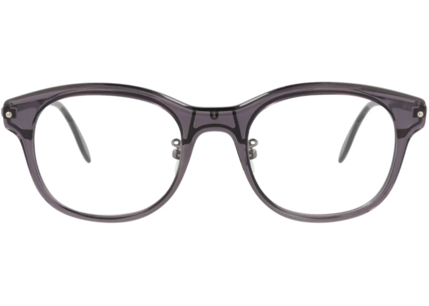 Alexander McQueen Round-Frame Acetate Optical Frames Grey Ruthenium Transparent (AM0266O-30008681-001)