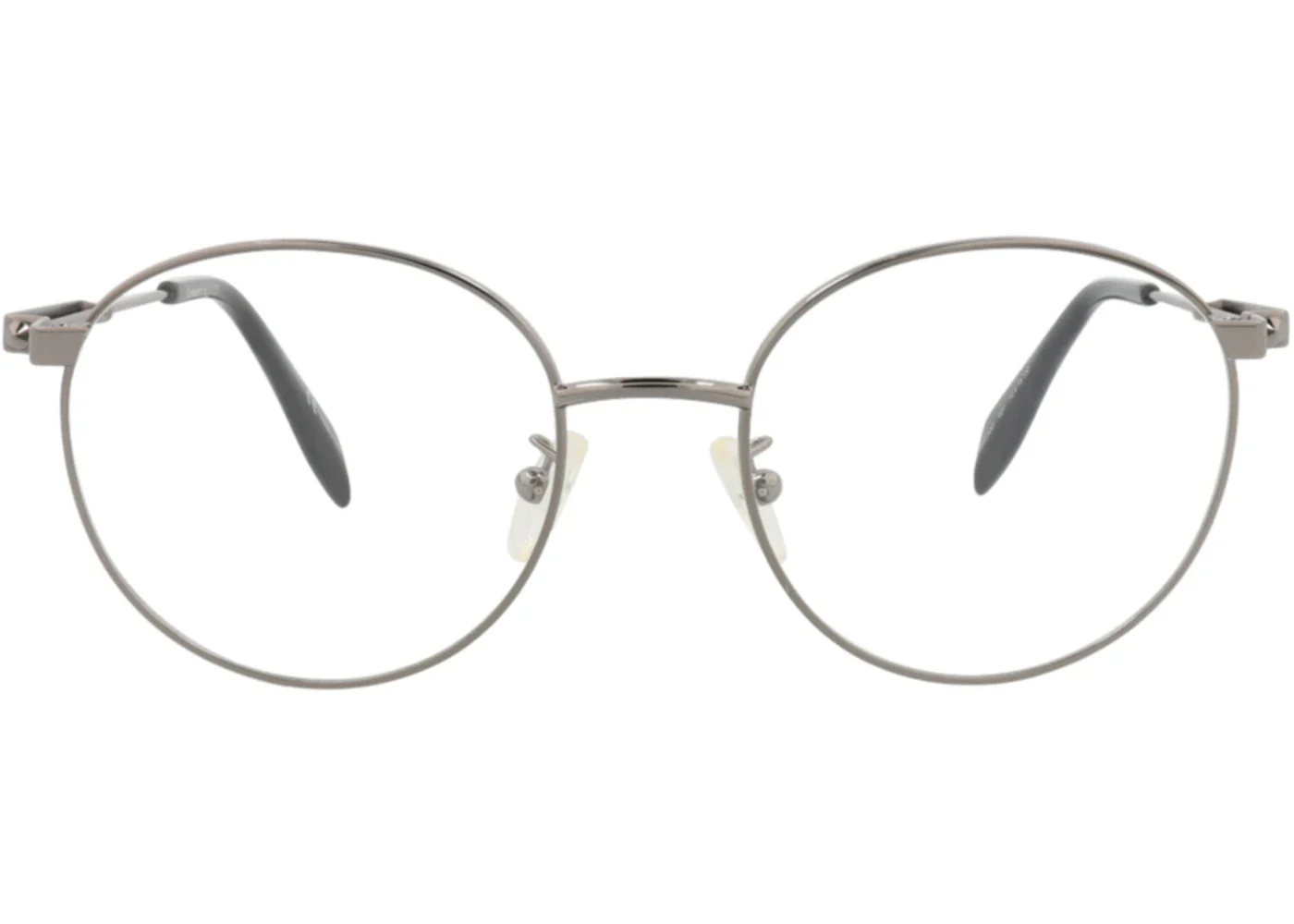 Alexander McQueen Round-Frame Metal Optical Frames Ruthenium Ruthenium Transparent (AM0232O-30008070-001)