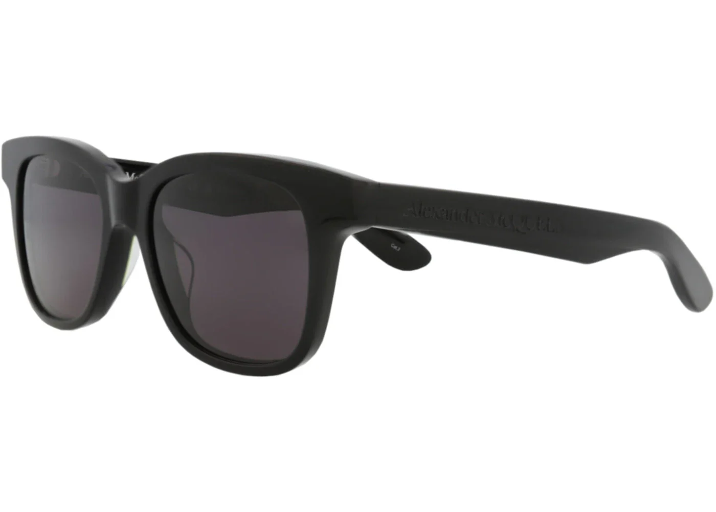 Alexander McQueen Square Rectangle Sunglasses Black Black Grey (AM0382S-30013620-005)