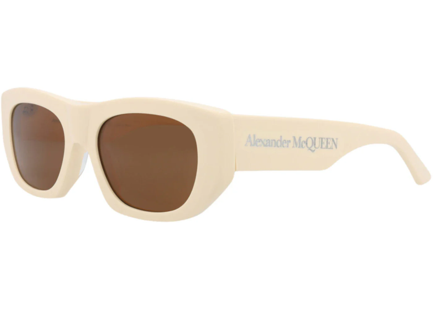 Alexander McQueen Square Rectangle Sunglasses Ivory Ivory Brown (AM0450S-30015165-004)