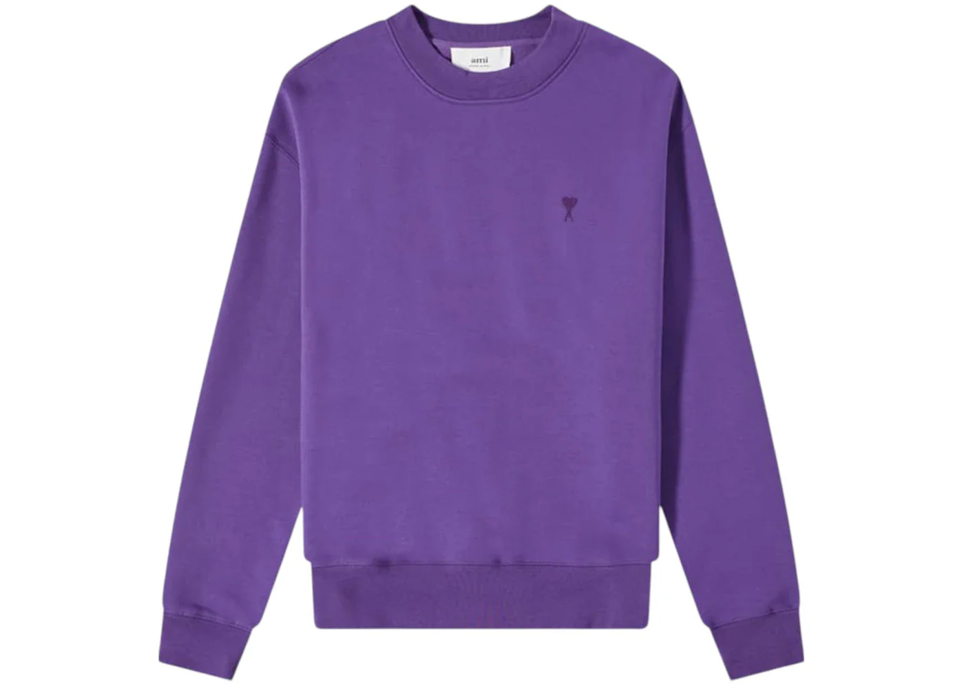 Ami Paris Tonal Heart Crew Sweatshirt Purple