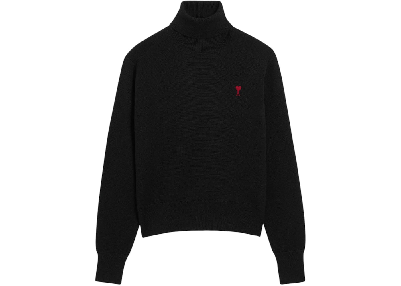 Ami Paris Wool Ami De Coeur Turtle Neck Sweater Black/Red