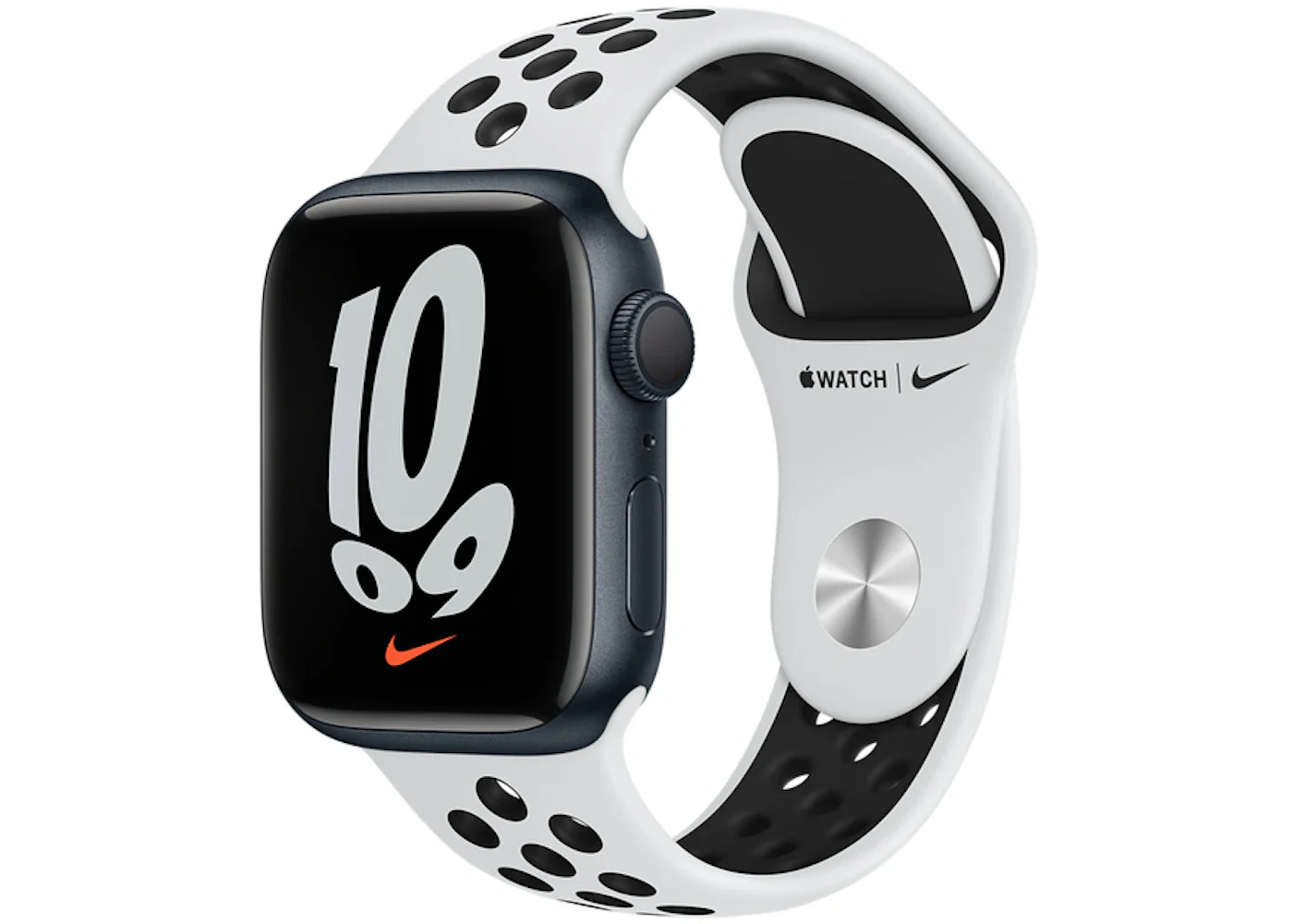 Apple Watch Nike Series 7 GPS 41mm Midnight Aluminum with Nike Pure Plantium/Black Sport Band A2473