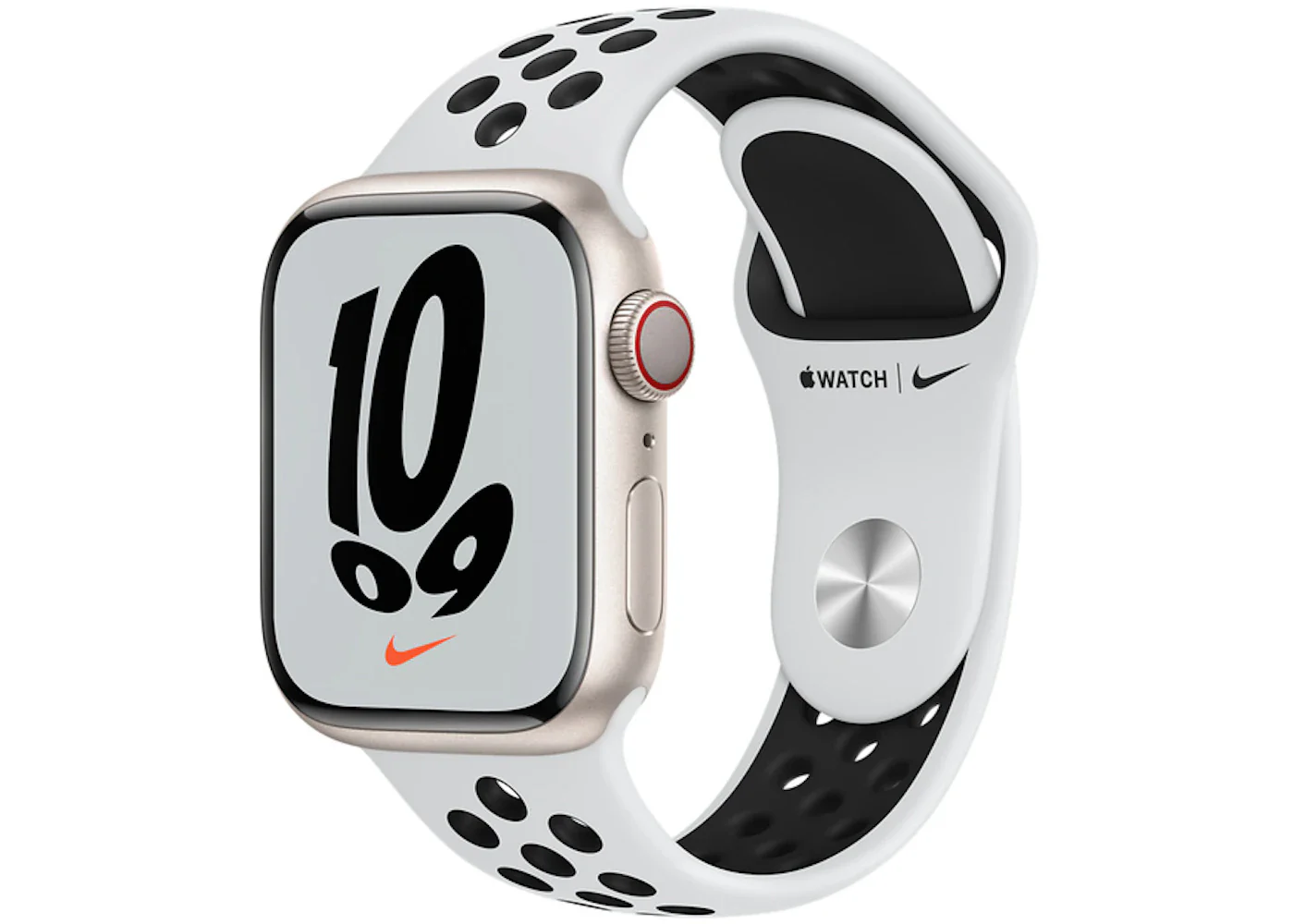 Apple Watch Nike Series 7 GPS + Cellular 41mm Starlight Aluminum with Nike Pure Plantium/Black Sport Band A2475