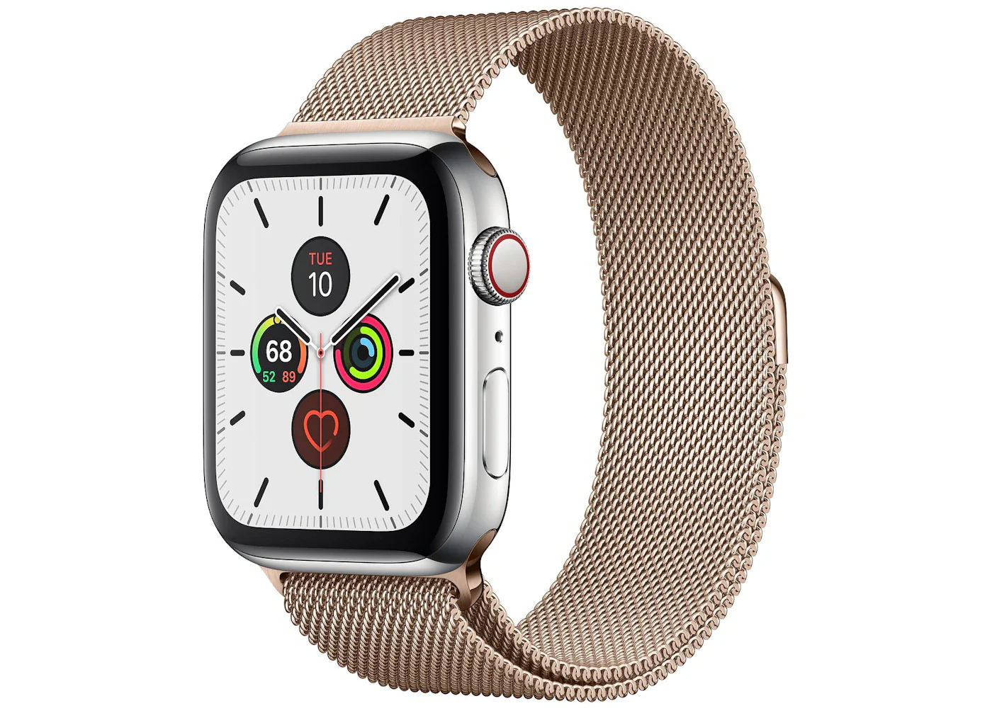 Apple Watch Series 5 GPS + Cellular 44mm Stainless Steel with Gold Milanese Loop A2095