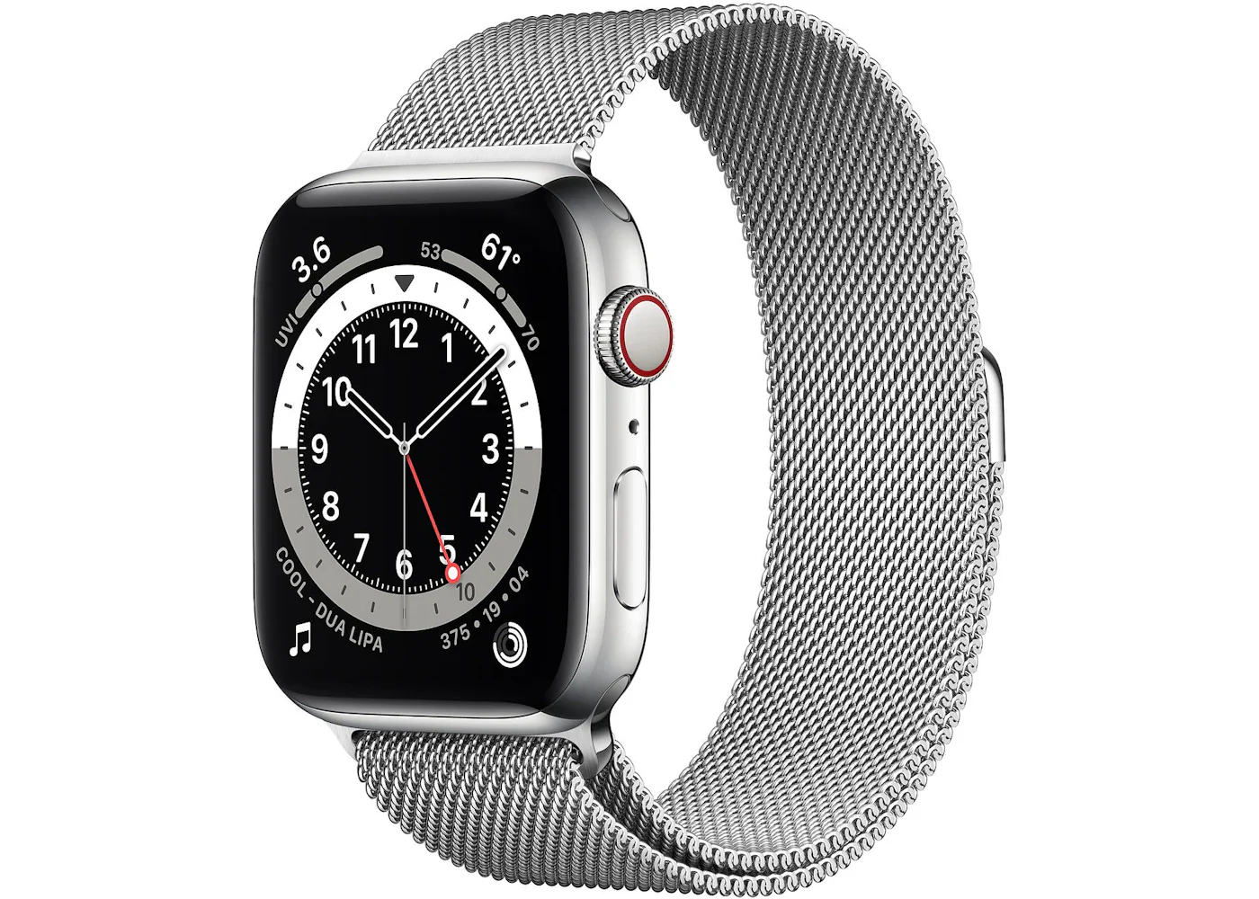 Apple Watch Series 6 GPS + Cellular 44mm Silver Stainless Steel with Silver Milanese Loop A2294