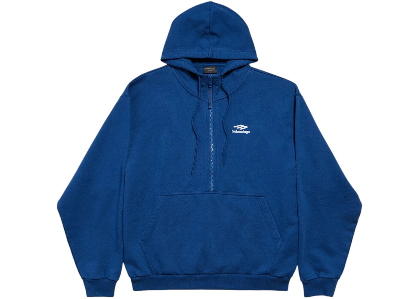 Balenciaga 3B Sports Icon Half-Zip Fleece Hoodie Light Marine Blue