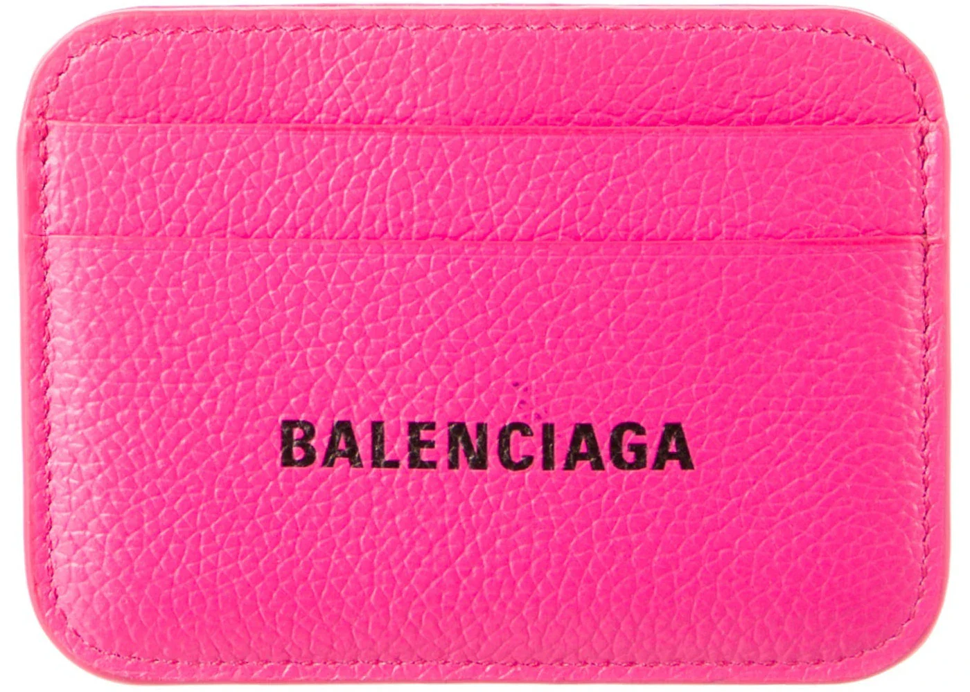 Balenciaga Grained Calfskin Logo Cash Rounded Card Holder Hot Pink/Black