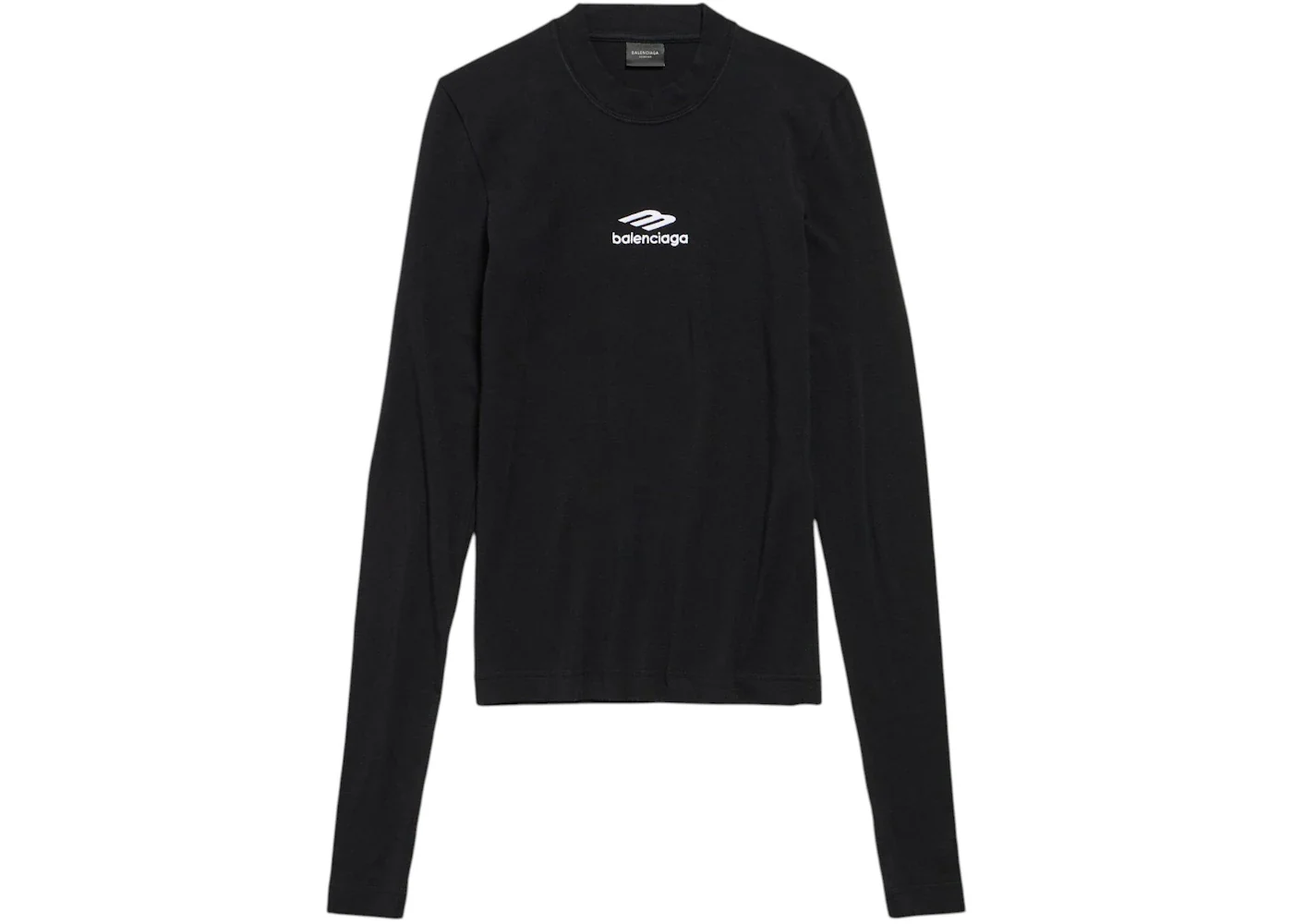 Balenciaga Women's 3B Sports Icon Long Sleeve Fitted Crewneck Top Black/White