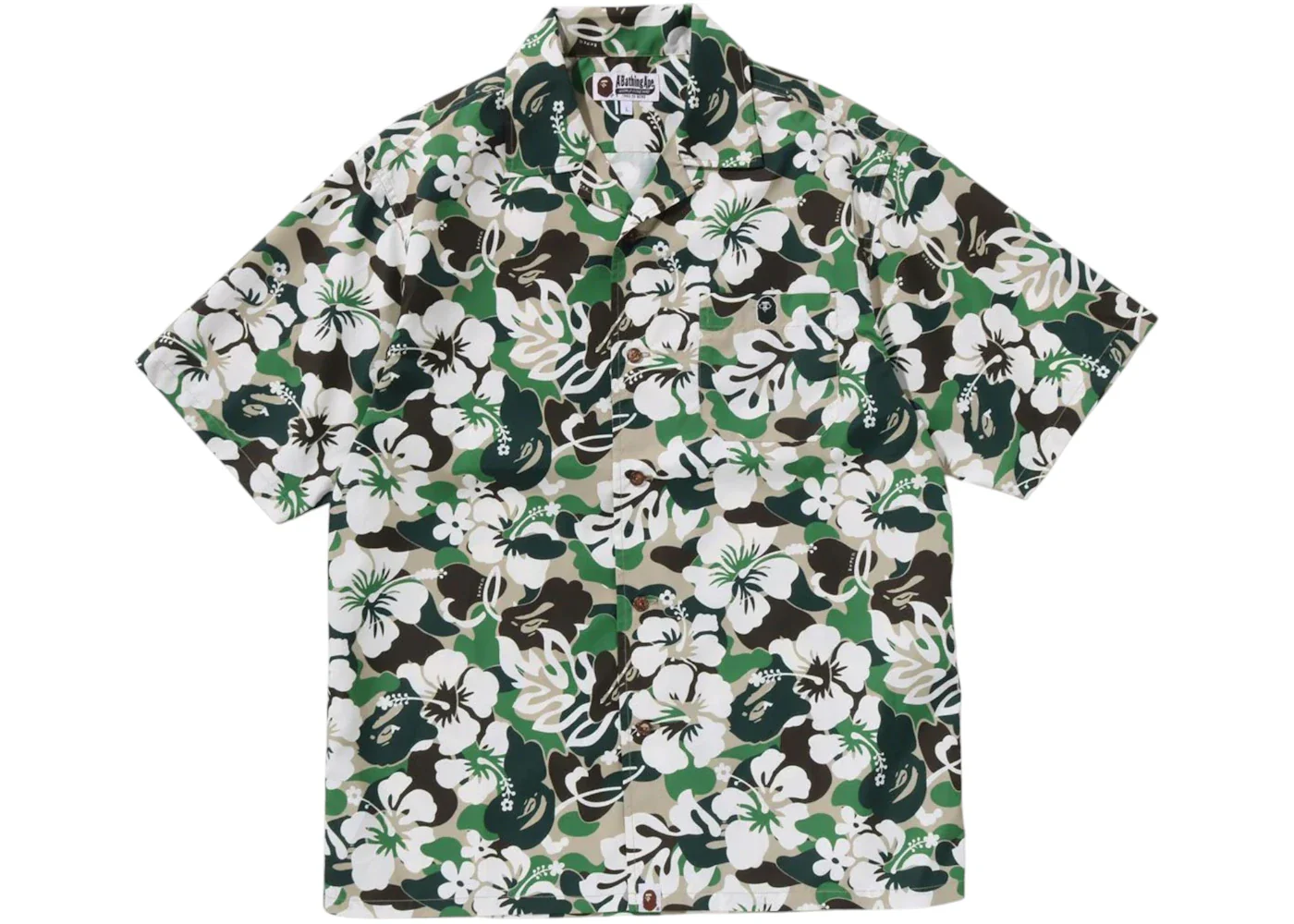 BAPE ABC Resort Camo Open Collar S/S Shirt Green