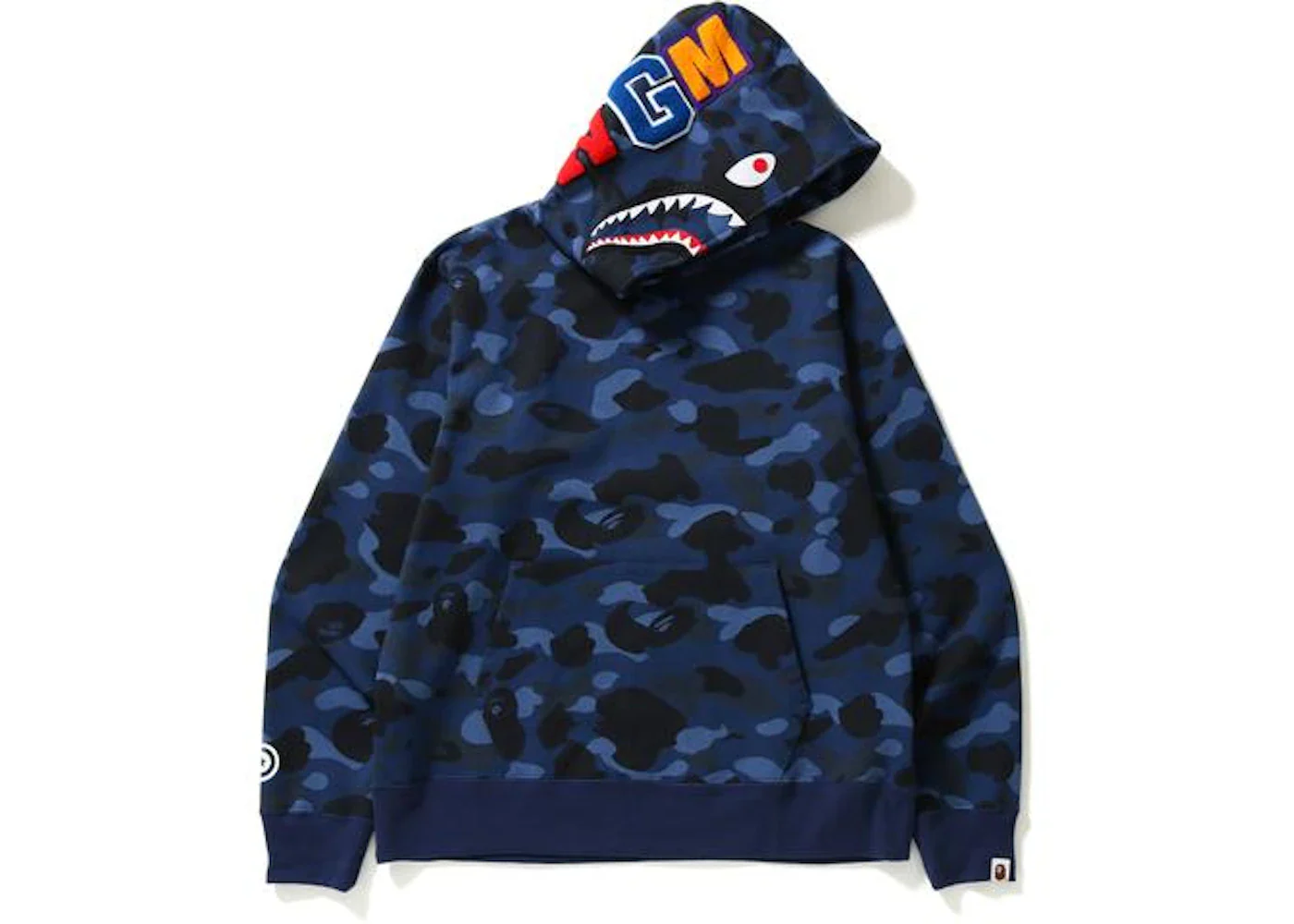 BAPE Color Camo Shark Wide Pullover  Hoodie Navy