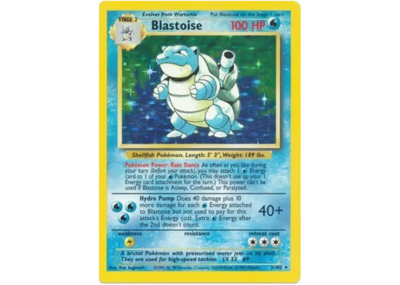Blastoise 1999 Pokémon TCG Base Set Holo #2 (Ungraded)