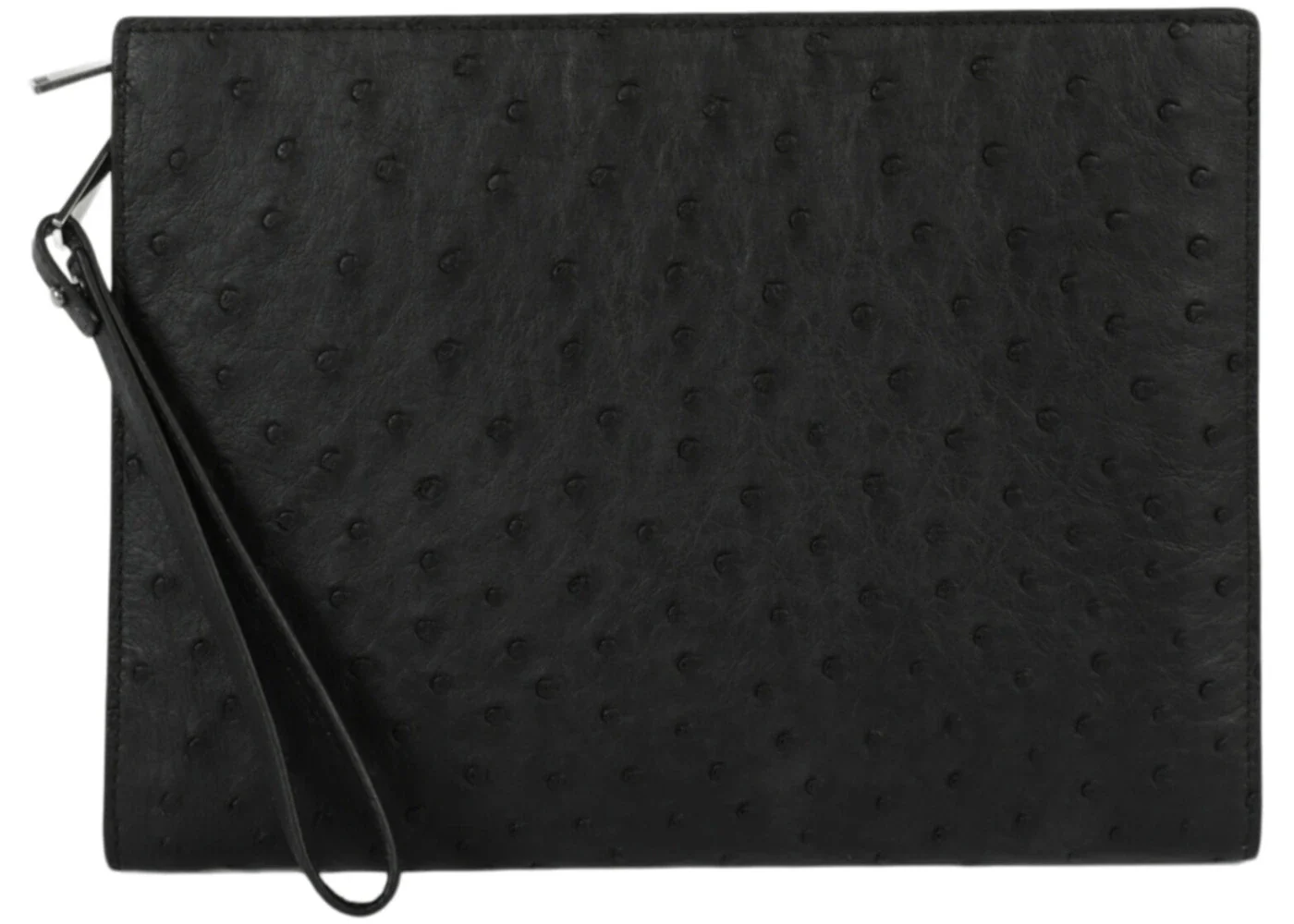 Bottega Veneta Leather Wristlet Pouch Black Silver