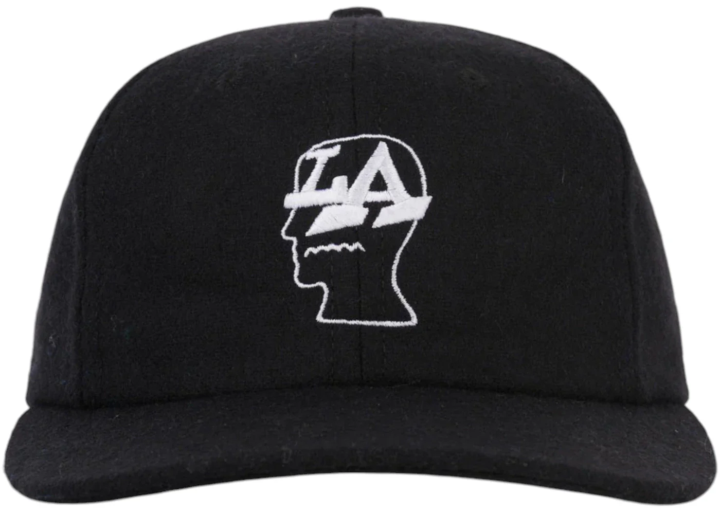 Brain Dead Wool Flannel La Logo Head 6 Panel Hat Black