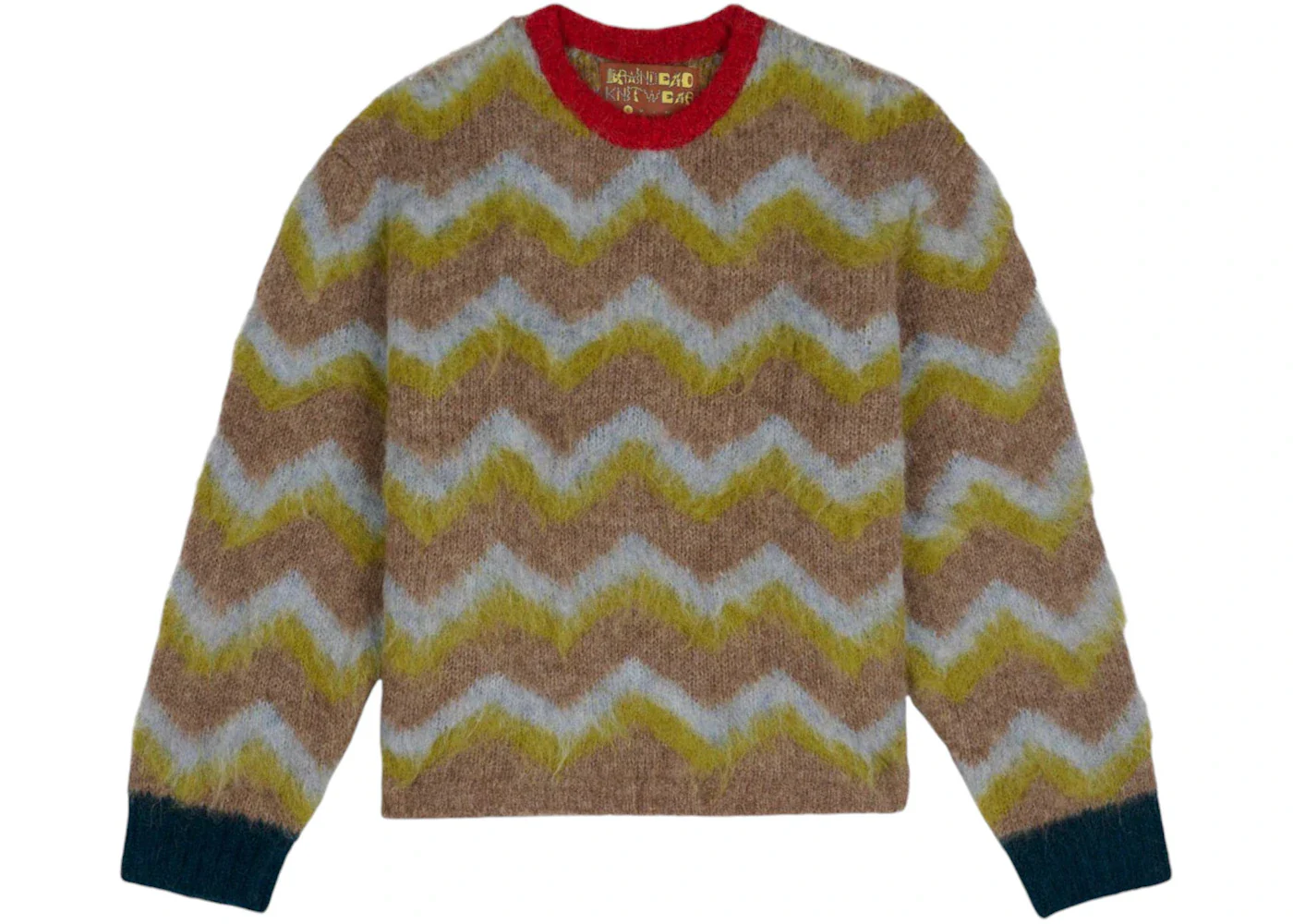 Brain Dead Zig Zag Boxy Knit Sweater Taupe/Multi
