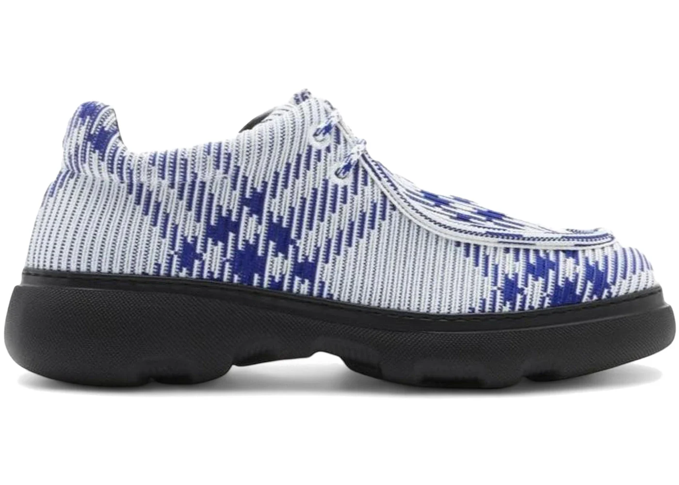 Burberry Creeper Lace-up Ekd Check Print Blue White
