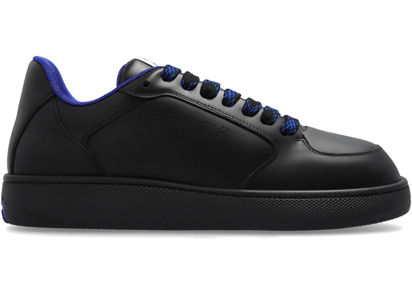 Burberry Leather Stock Sneaker Perforated Equestrian Knight Black