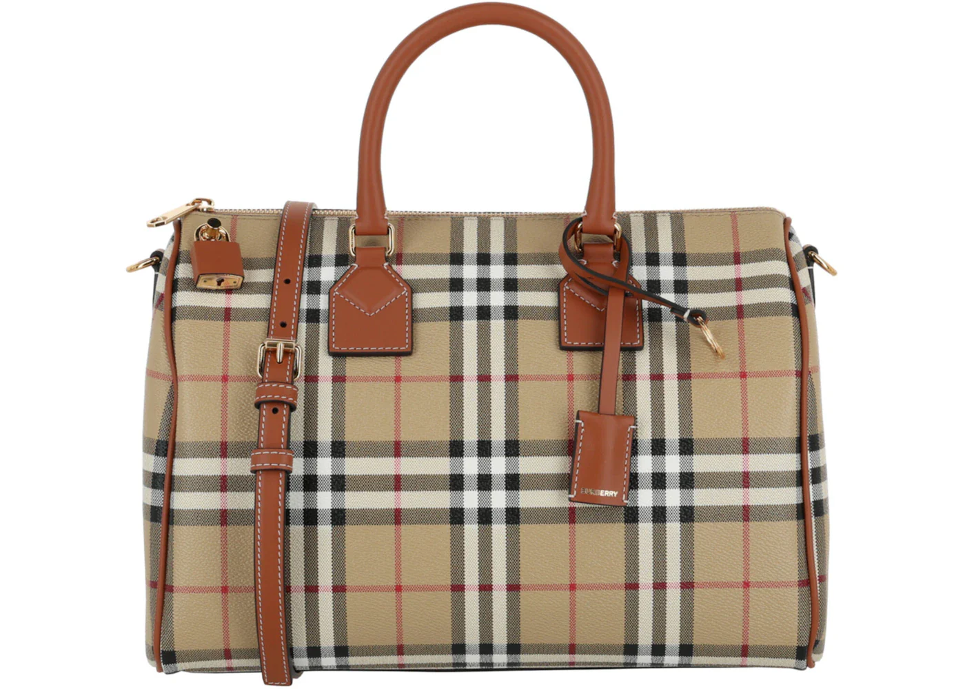 Burberry Medium Check Bowling Bag Vintage Check Briar Brown