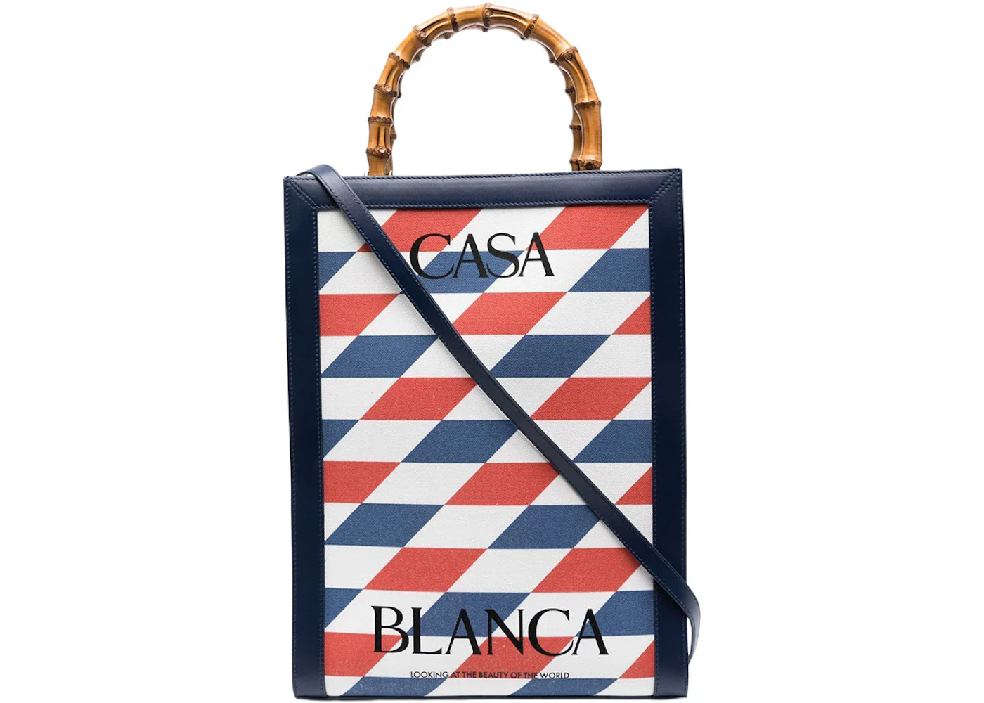 Casablanca Tote Bag Argyle Check Print Red/White/Navy