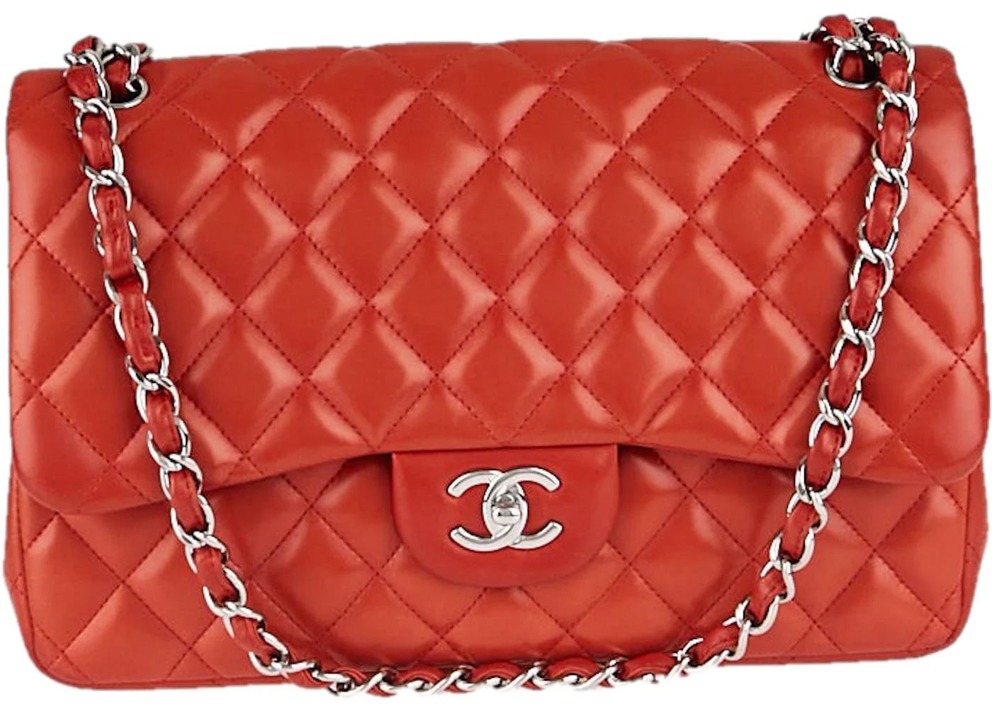 Chanel Classic Double Flap Quilted Jumbo Calfskin Red