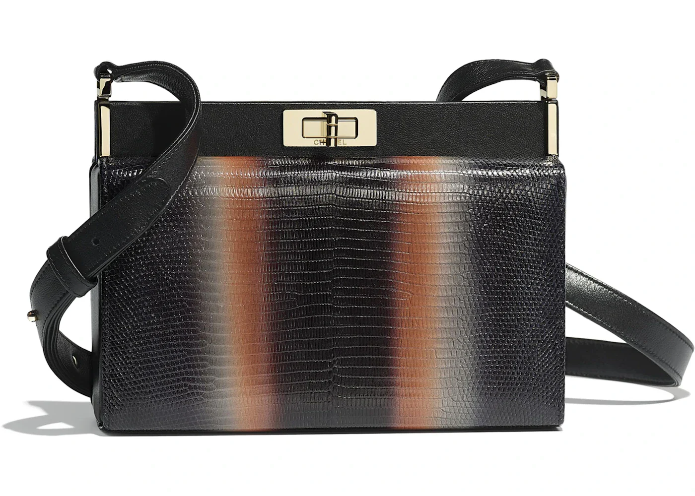 Chanel Clutch Lizard Black/Orange