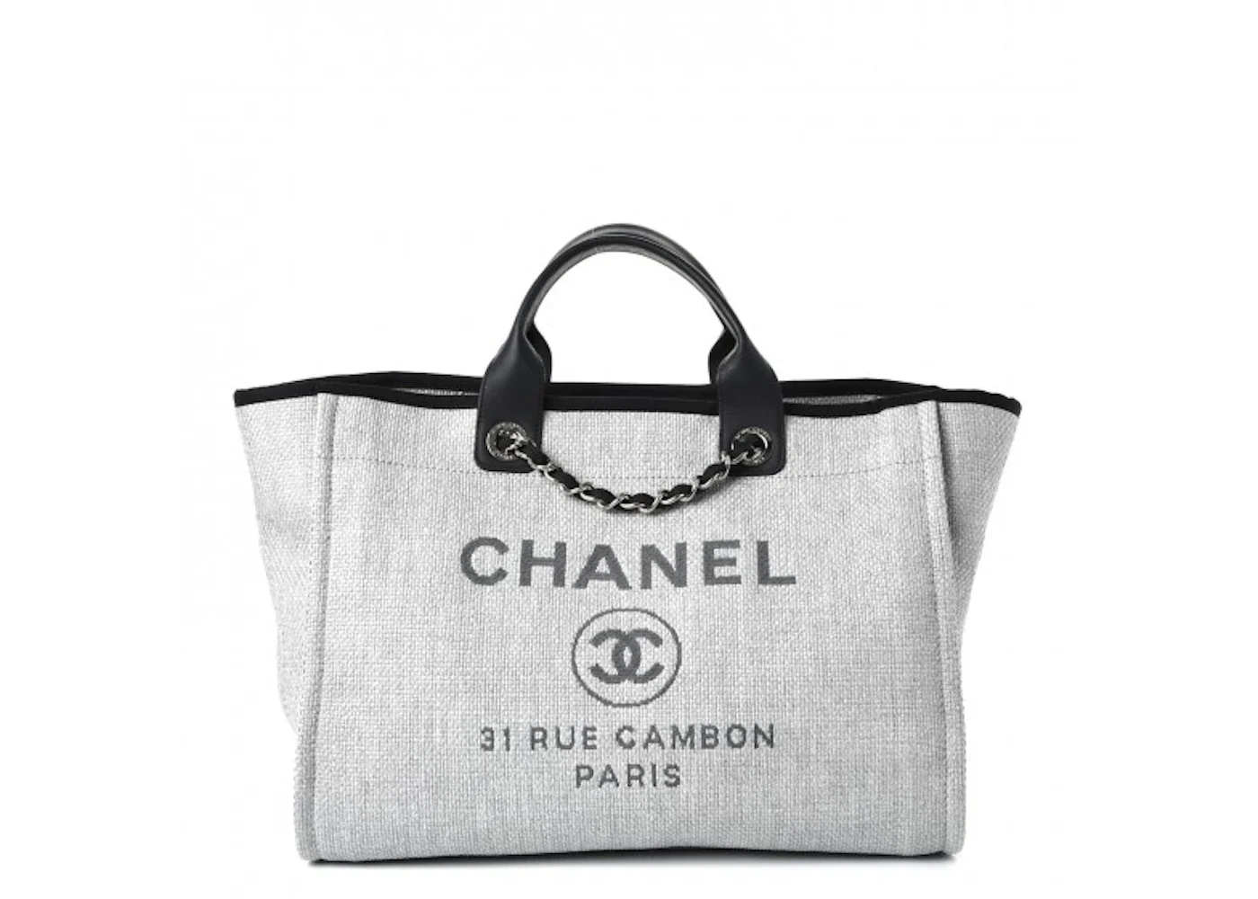 Chanel Deauville Tote Woven Large Grey/Black
