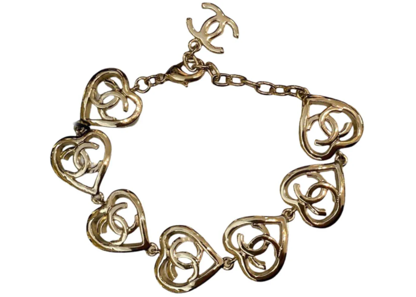 Chanel Heart Shape CC Logo Bracelet Gold (AB7887)