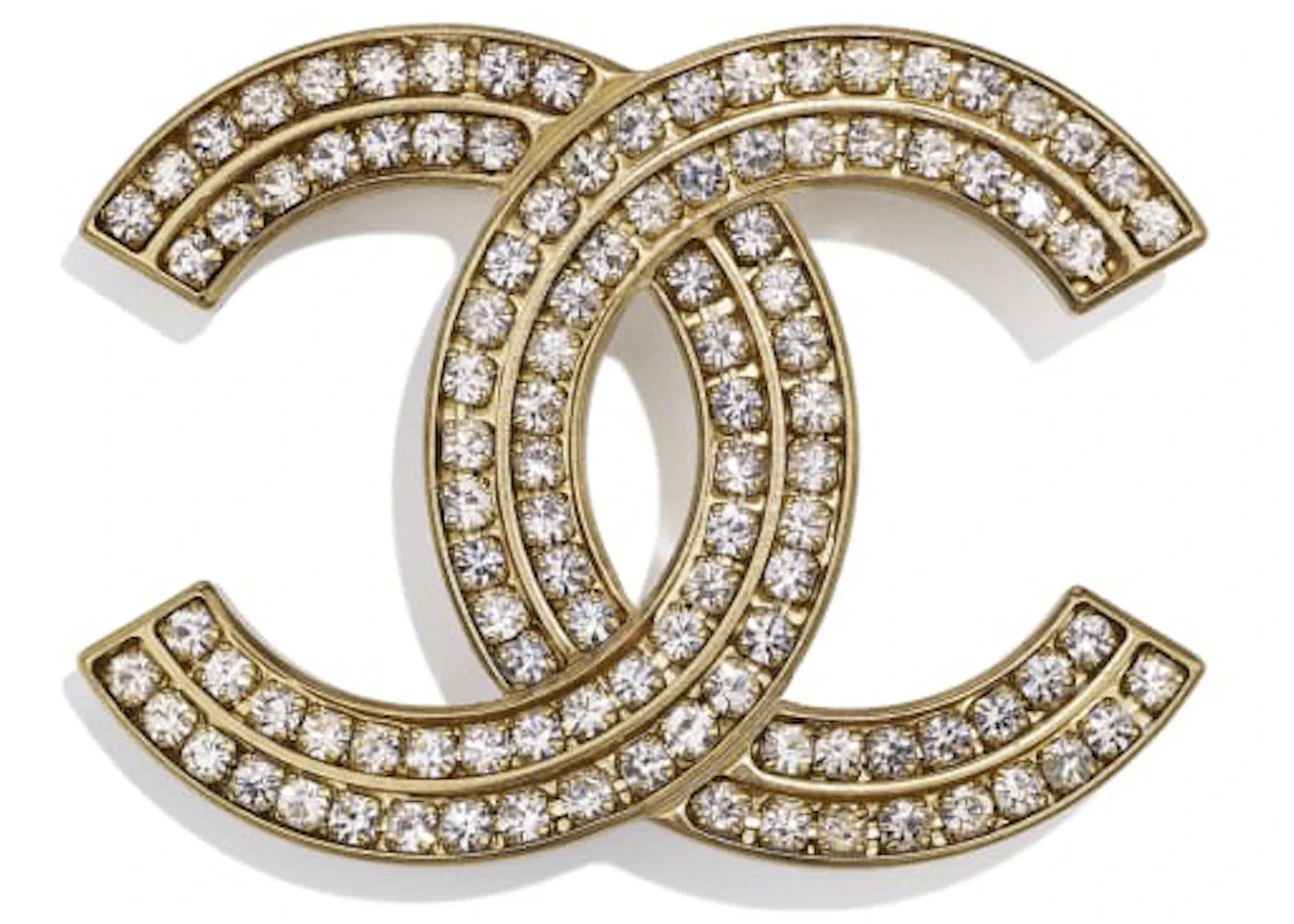 Chanel Metal & Strass Brooch Gold