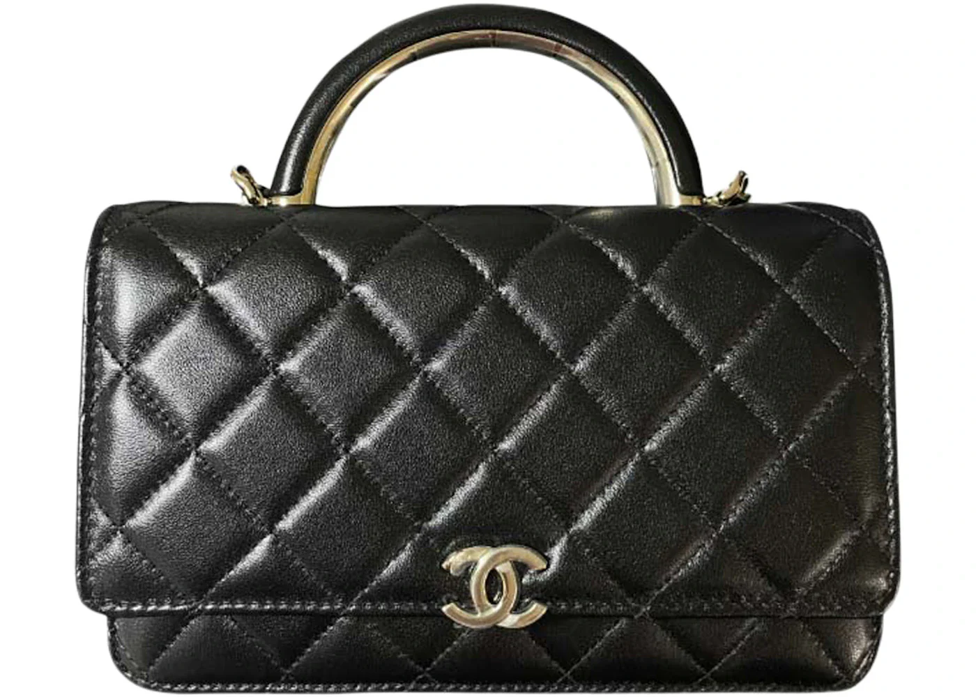 Chanel Wallet On Chain with Handle Lambskin & Gold Black Black (AP2844-B08461-94305)
