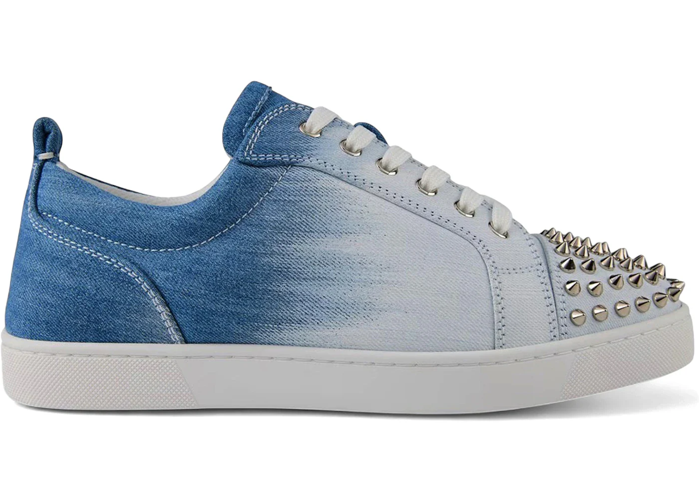 Christian Louboutin Louis Junior Spikes Flat Blue White