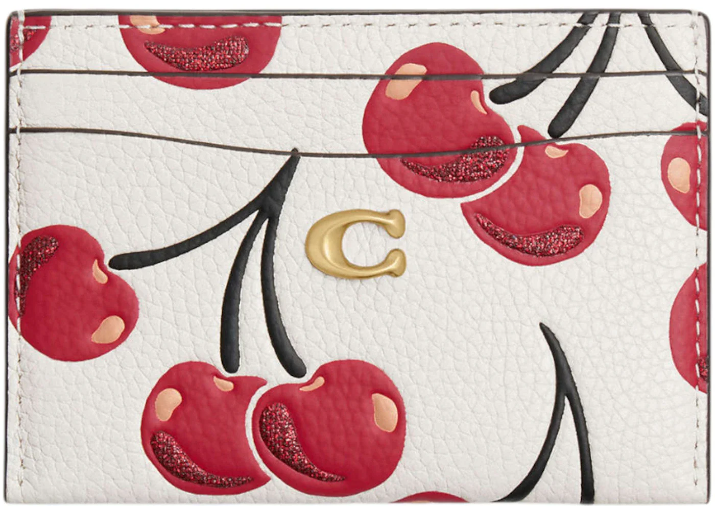 Coach Essential Card Case Cherry Print Brass/Chalk Multi