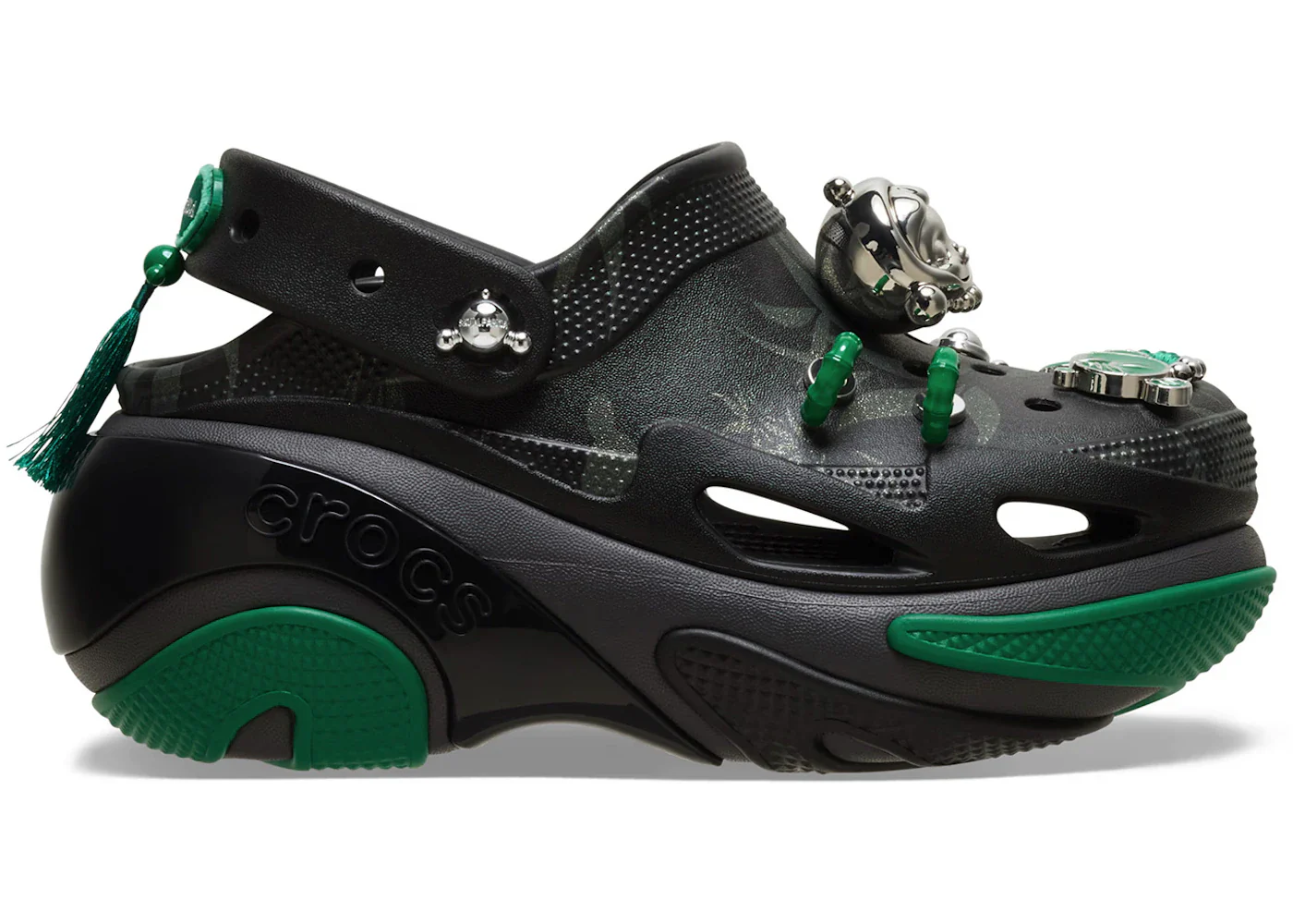 Crocs Bubble Crush Clog Pop Mart SKULLPANDA Black Green