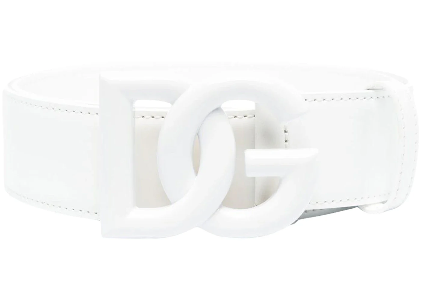 Dolce & Gabbana Logo Plaque Buckle Fastening Belt Leather White/White
