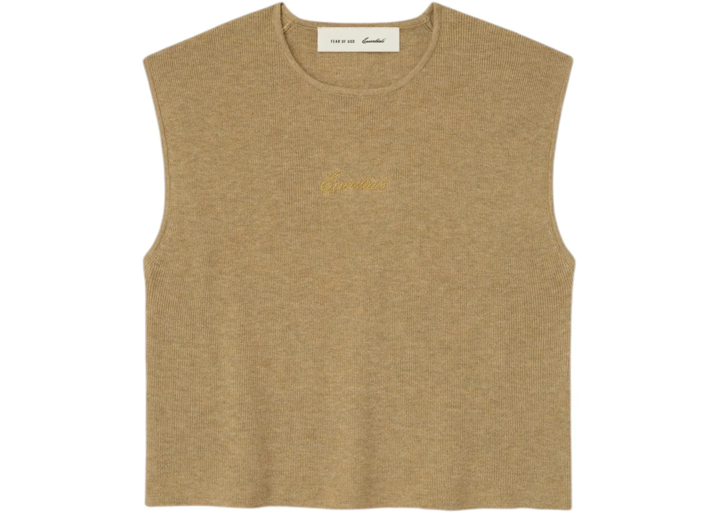 Fear of God Essentials Womens Signature Rib Knit Cropped Top Dune