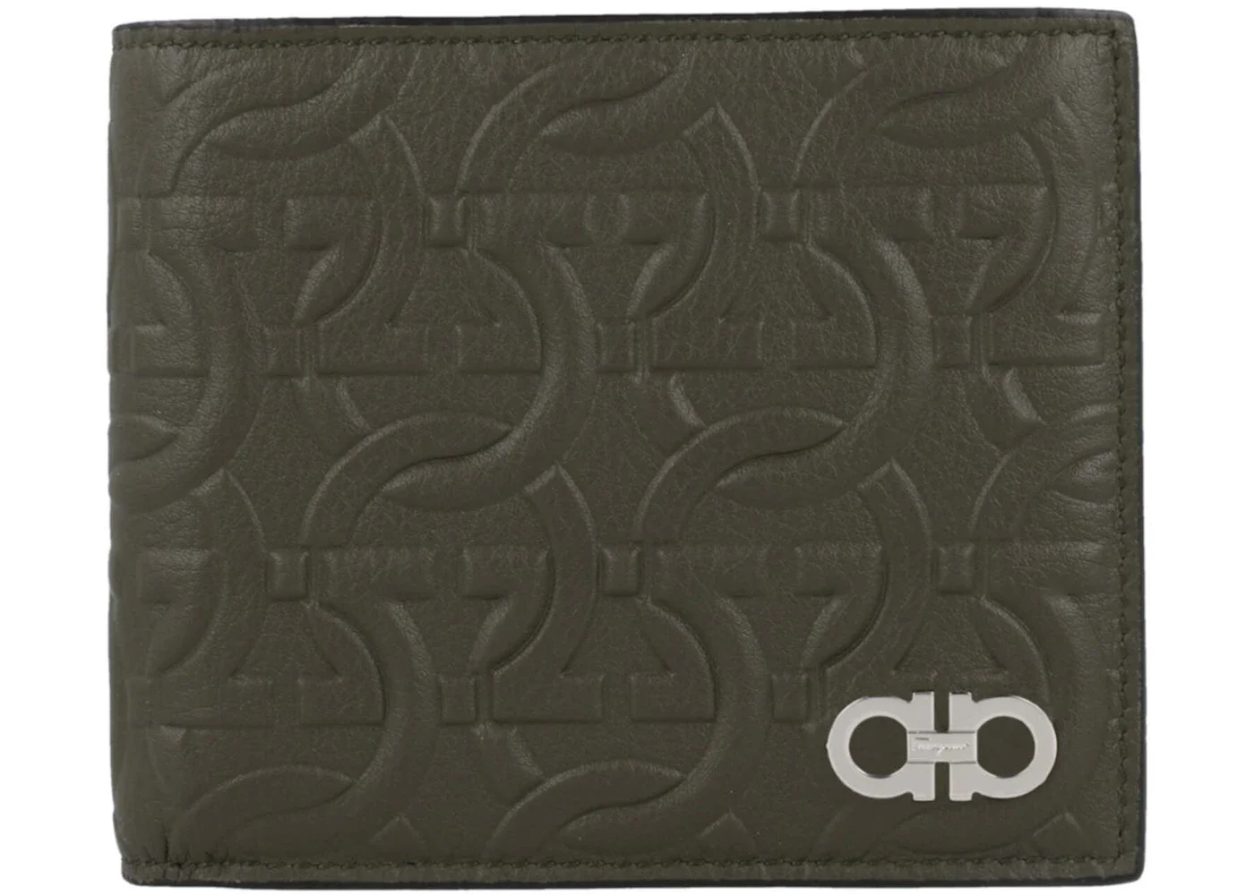 Ferragamo Embossed Gancini Wallet Military Green