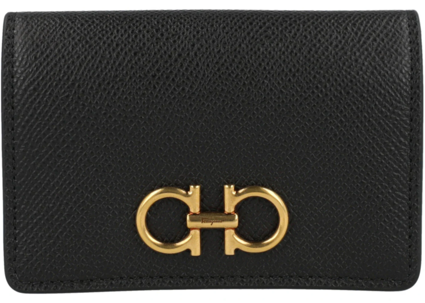 Ferragamo Gancini Compact Card Holder Black