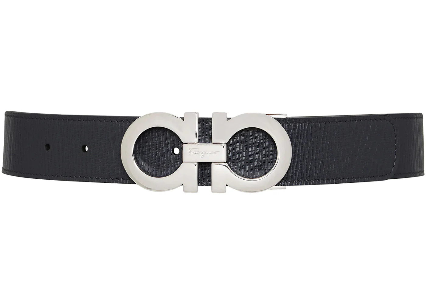 Ferragamo Reversible And Adjustable Gancini Belt Wegner Grey/Black