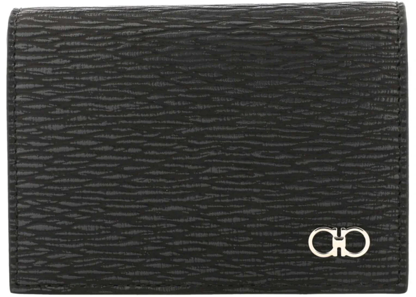 Ferragamo Textured Gancini Wallet Dark Grey