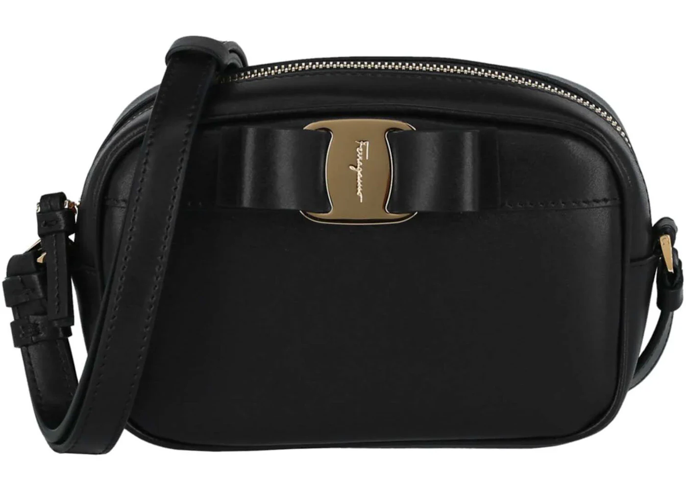 Ferragamo Vara Bow Leather Crossbody Black