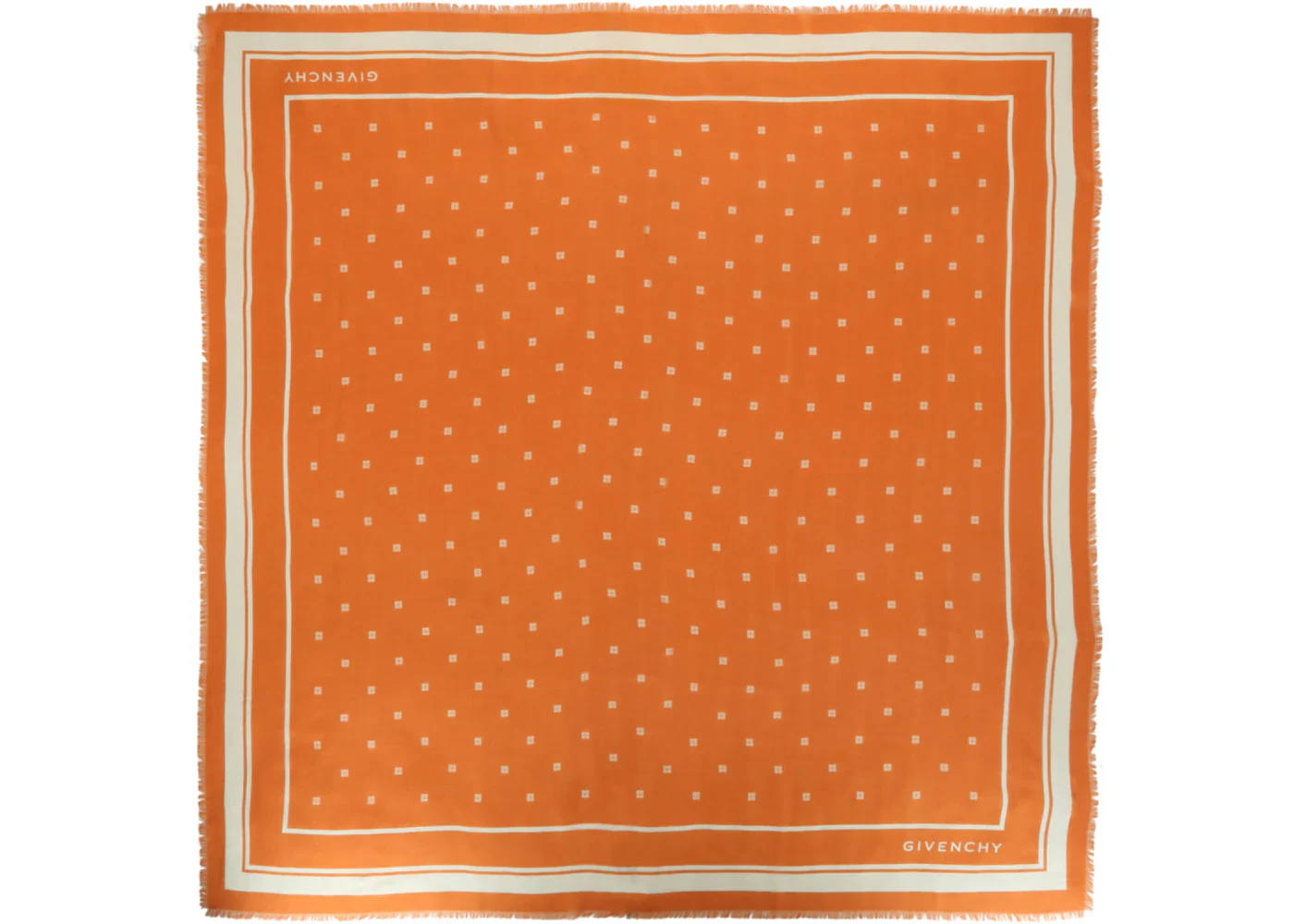 Givenchy 4G Cashmere and Silk Shawl Ivory Orange